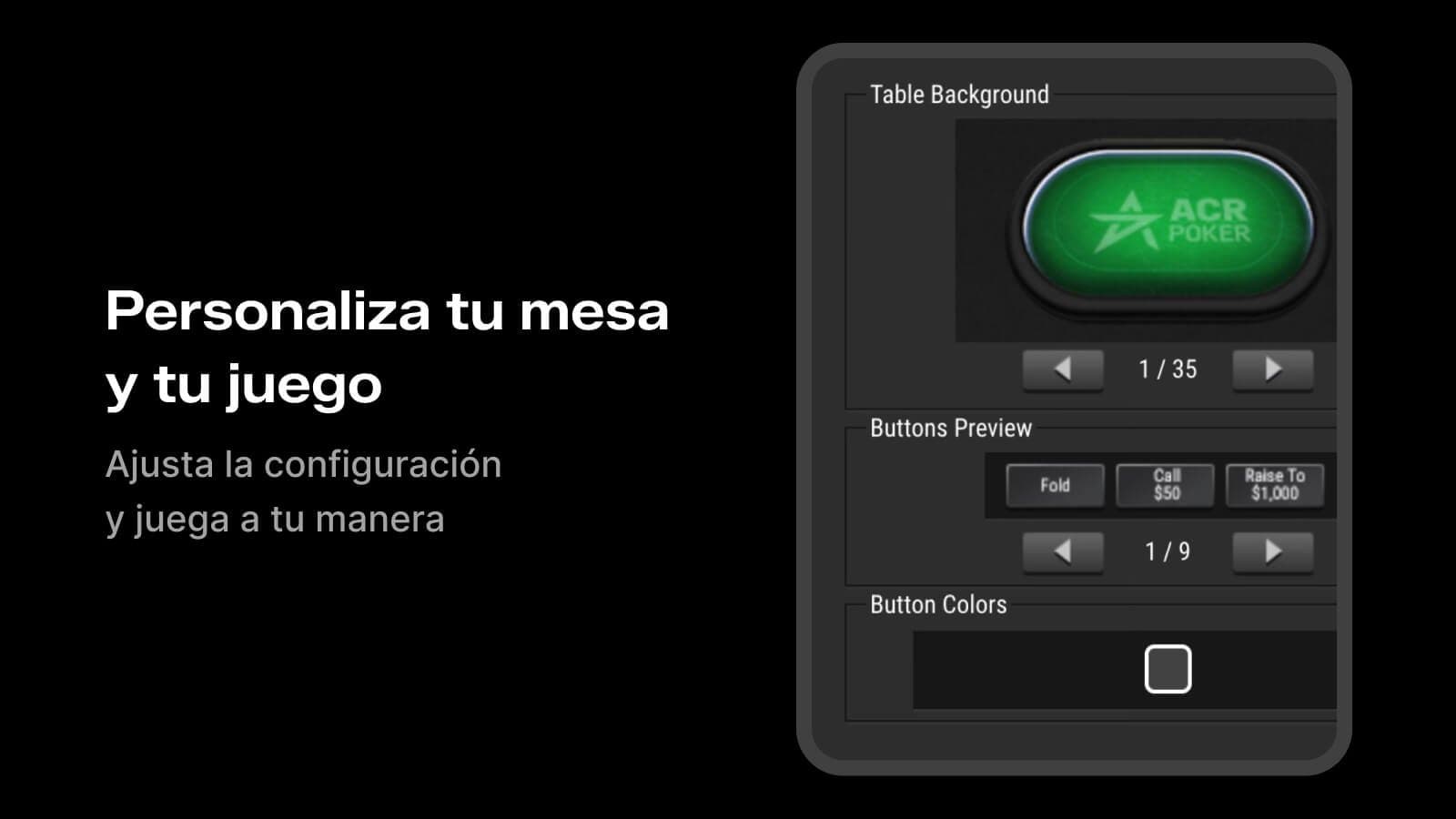 Configuración y personalización de mesa en ACR Poker