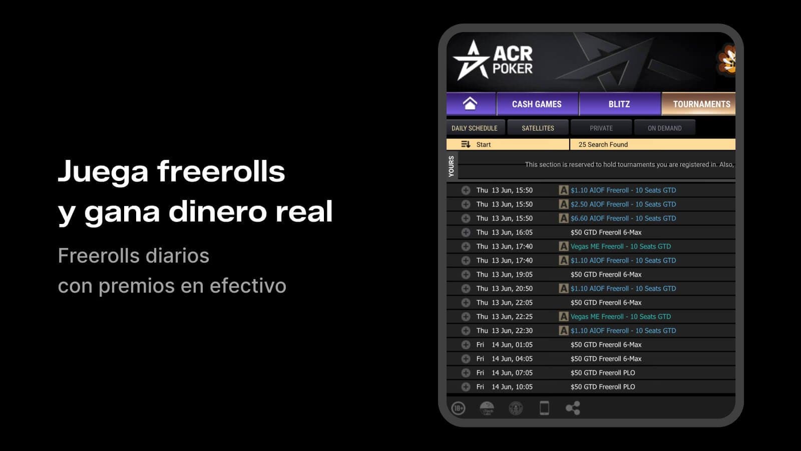 Torneos freeroll de ACR Poker con premios reales