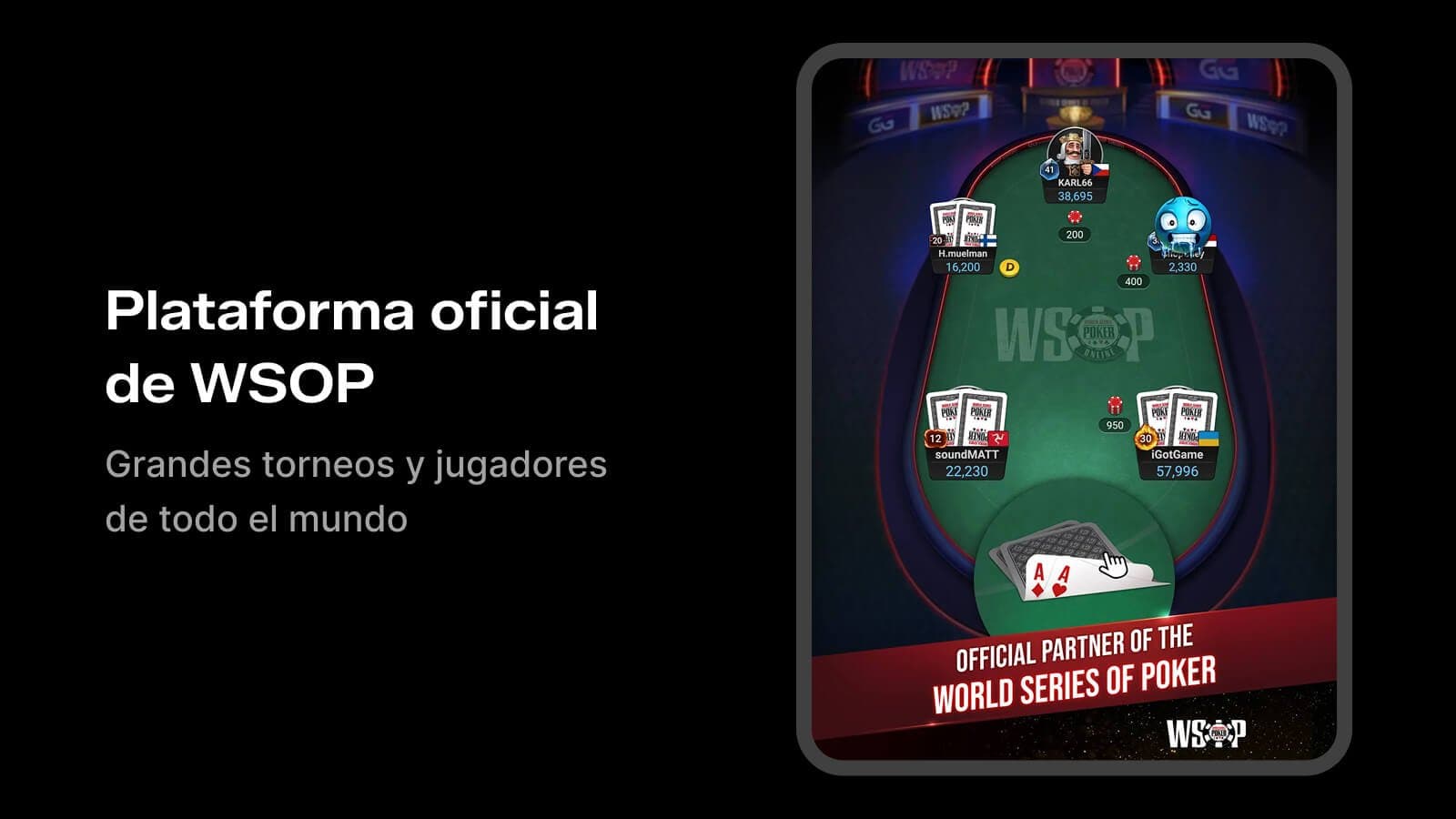 Mesa WSOP de GGPoker con jugadores reales