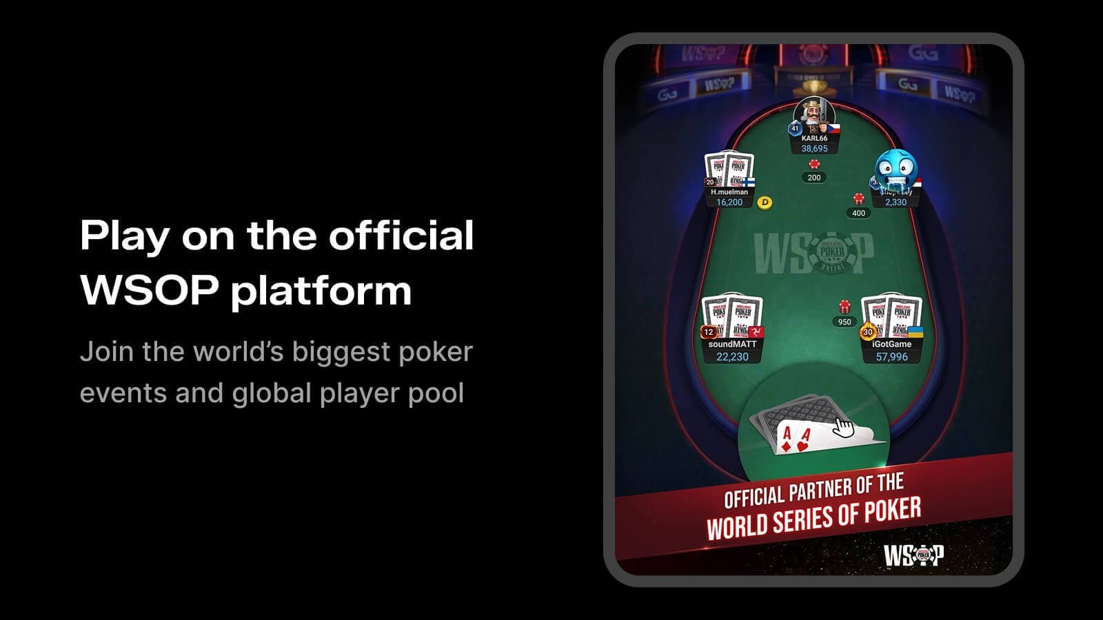 GGPoker WSOP poker table with real players