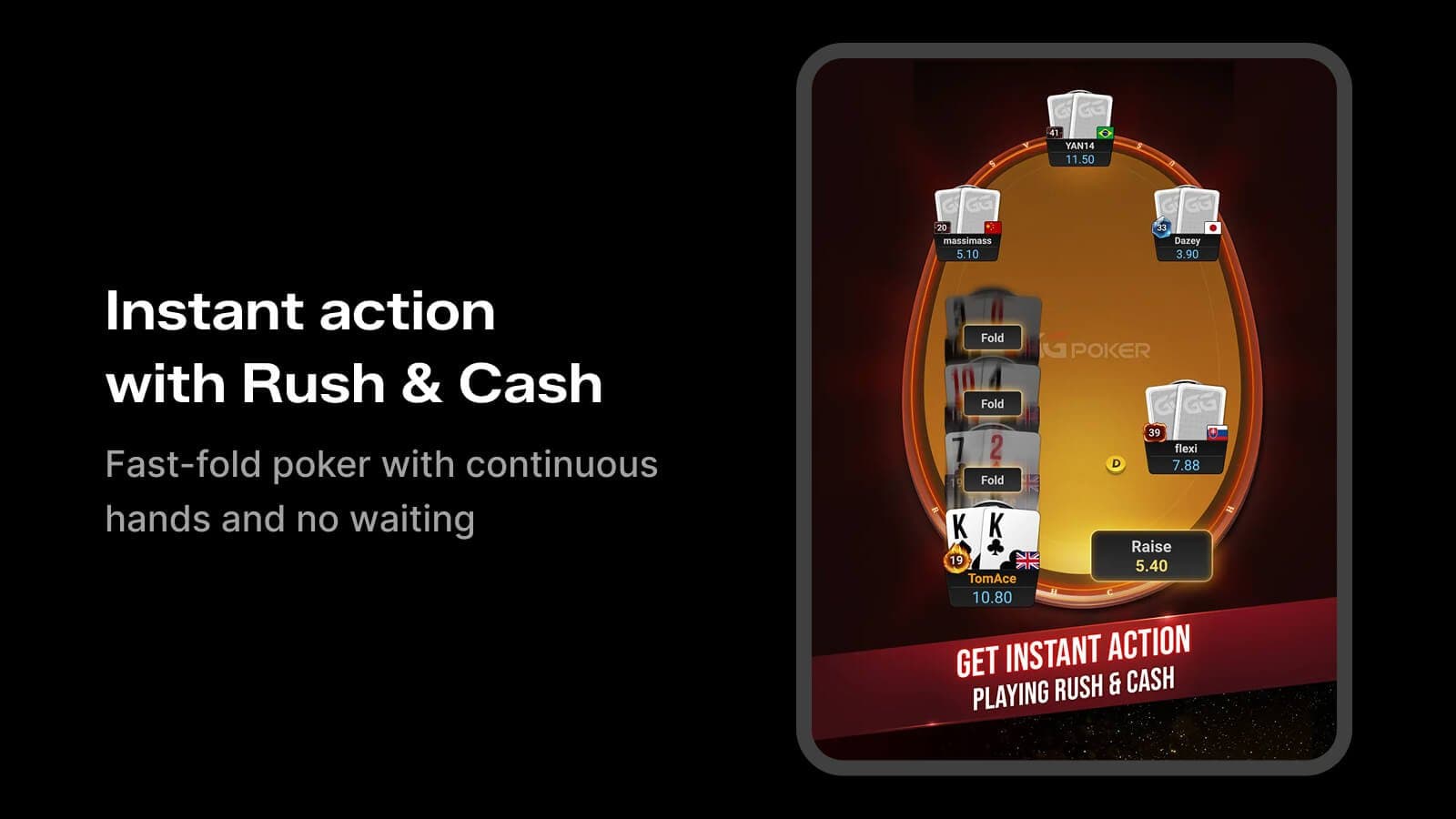 GGPoker Rush and Cash fast poker gameplay