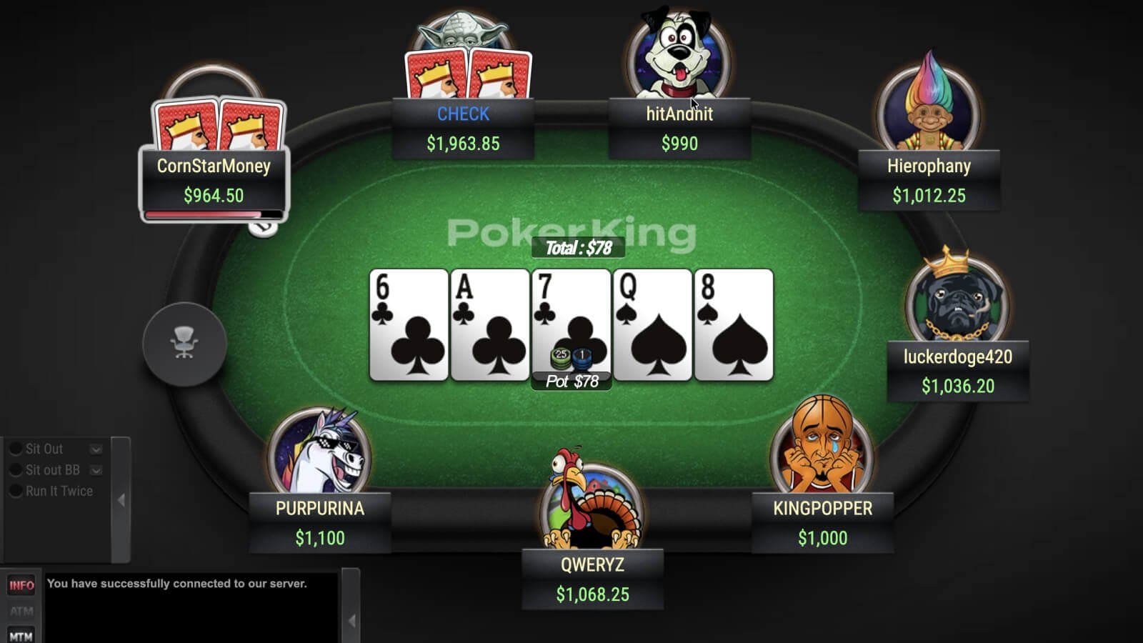 PokerKing poker table with real money players