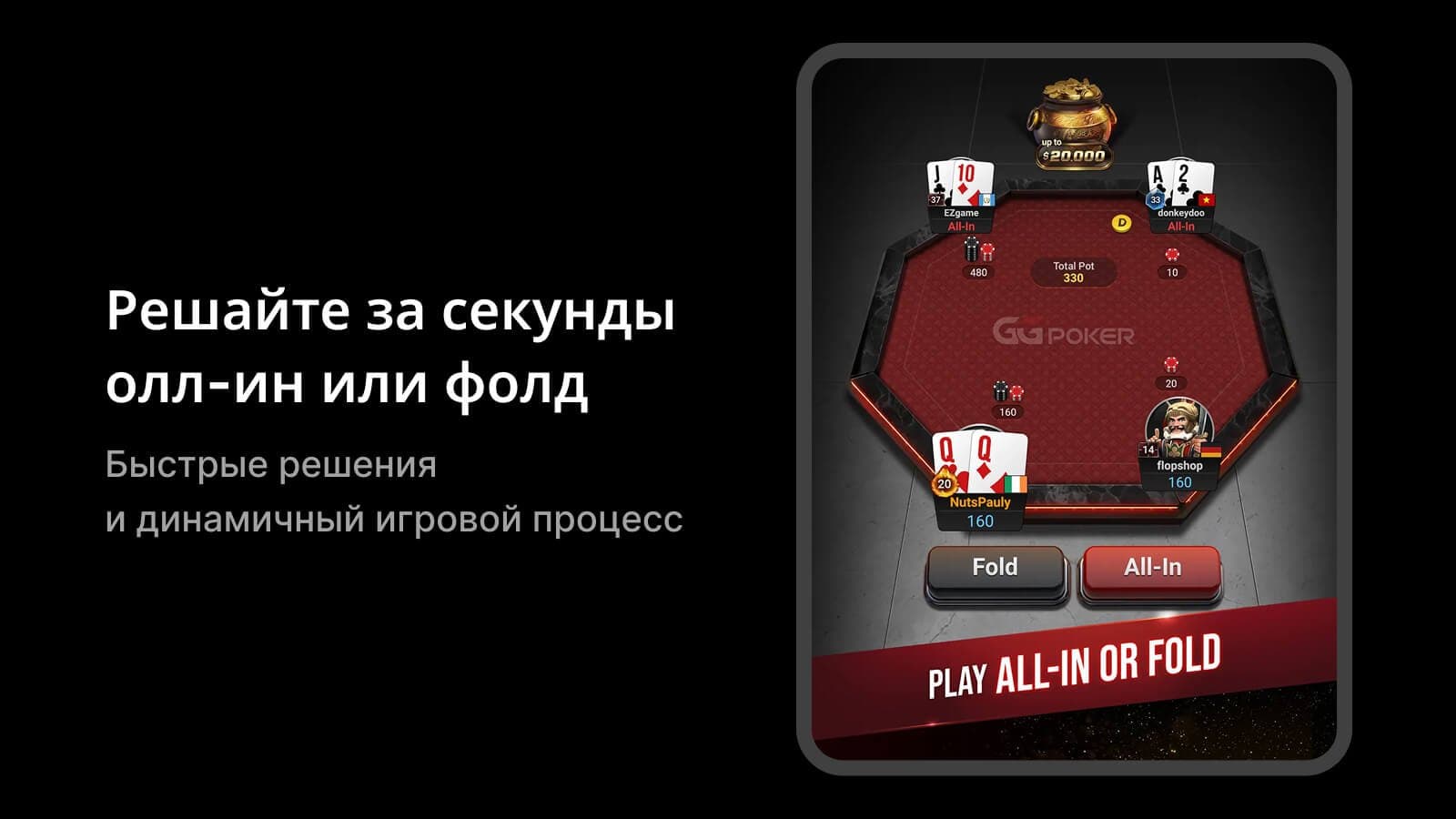 PokerOK All-in or Fold быстрый стол