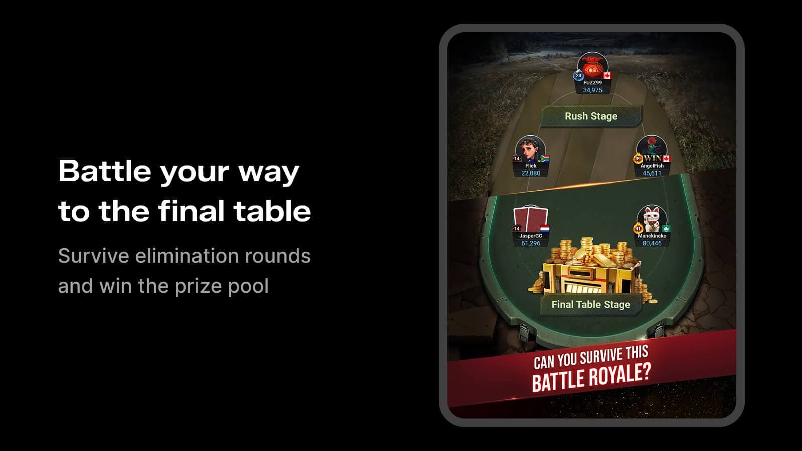 PokerOK battle royale mode with elimination stages