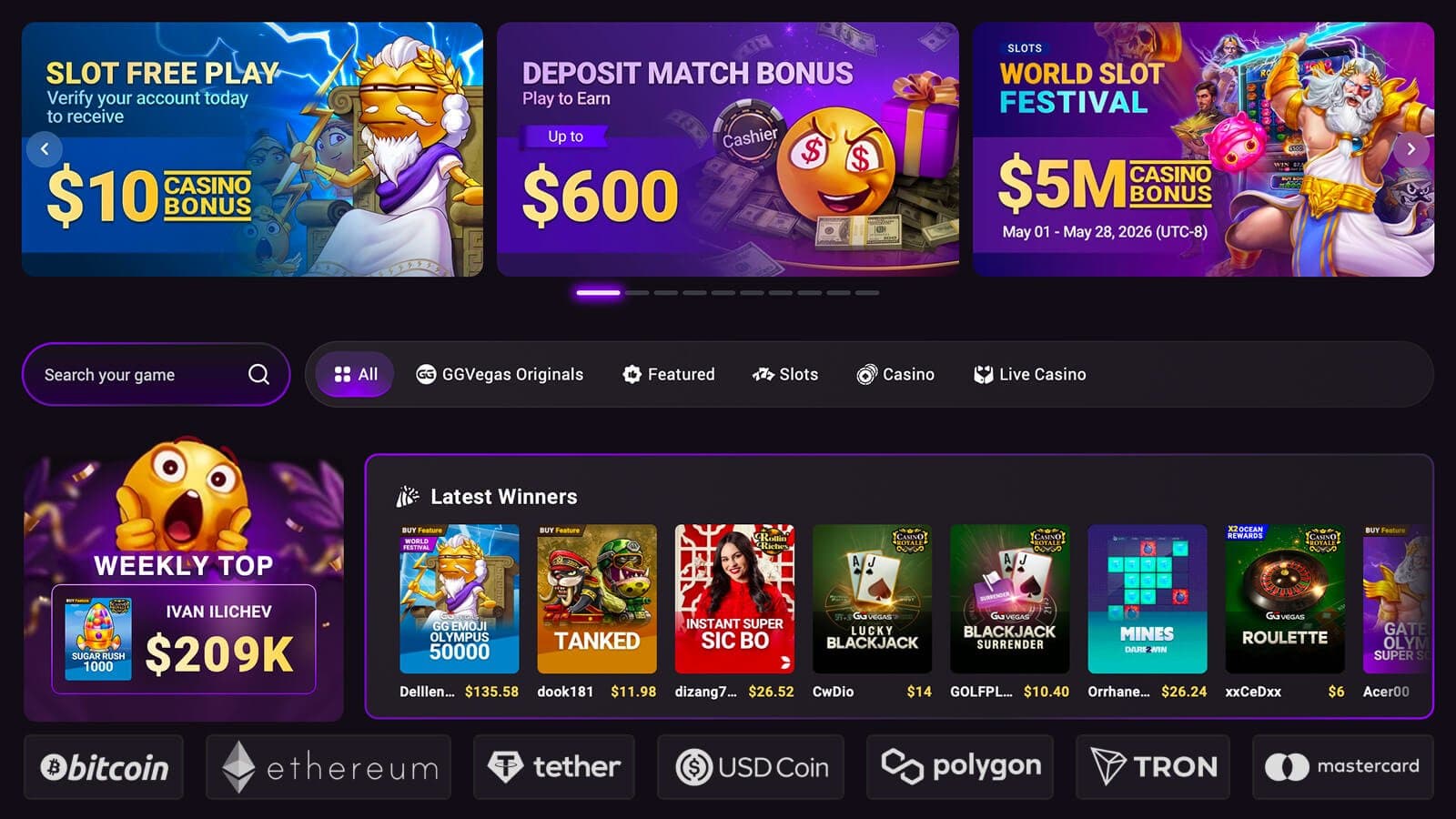 PokerOK Casino slots and live casino lobby
